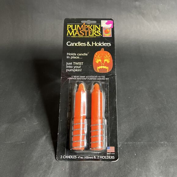 Pumpkin Masters Twist In Candle and Holder Orange Jack O Lantern Halloween Light - Picture 1 of 2